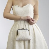 White Wedding Clutch with Venetian Lace