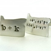 State of Love - Latitude Longitude Personalized State Shaped Cuff Links