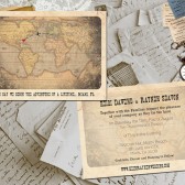 Wedding Invite and RSVP - Destination Vintage Rustic Personalized Card Suite