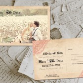 Wedding Save The Date Cards - FloralPark Vintage Lace Photo Personalized 4"x6"