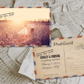 Wedding Save The Date Card - Airmail Vintage Photo Personalized 4"x6"
