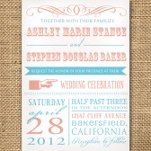 Vintage Teal and Apricot Wedding Invitation