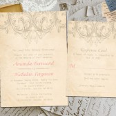 Wedding Invite and RSVP - Roux Vintage Elegant Personalized Card Suite