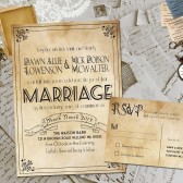 Wedding Invite and RSVP - Marvelle Vintage Rustic Personalized Card Suite