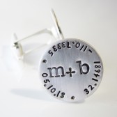 Here and Now Latitude Longitude Wedding Day Cuff Links