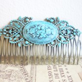Turquoise Tiffany Blue Hair Comb Vintage Style
