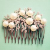 White Pearl Silver Hair Comb