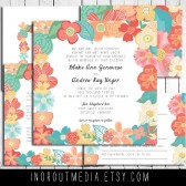 Illustrated Rustic Floral Invitation suite