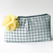 Silver Clutch Purse with Yellow Flower Brooch
