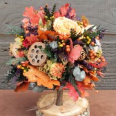 autumn orange rose woodland bouquet