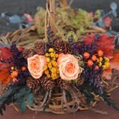 autumn orange rose woodland flowergirl basket