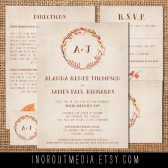 Autumn Wreath Rustic Wedding invitations