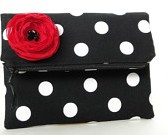 black polka dot clutch 