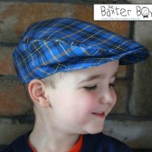 Blue plaid newsboy hat