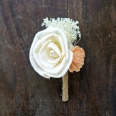Ivory and Peach Boutonniere Made to Order- Groom Wedding, Buttonhole, Groomsmen, Sola Flower, Wedding, Wedding Flowers