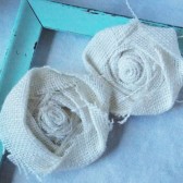 White Burlap Flowers