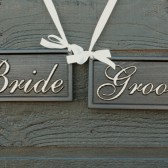 bride and groom sign
