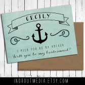 Nautical Will You Be My Bridesmaid Card