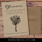 Rustic Tree Will You Be My Bridesmaid card