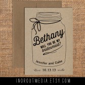 Mason Jar Will You Be My Bridesmaid card