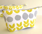 yellow and gray cosmetic bag 