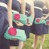 Bridesmaid Clutch Set in Aqua and Red, Custom Options Available