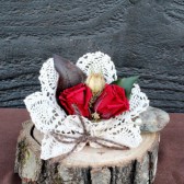 burgundy rose woodland corsage