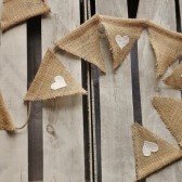Burlap Flag Heart Banner w/ Jute Twine-4 Feet