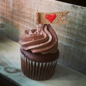 Burlap Heart Flag Cupcake Toppers