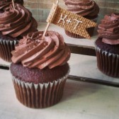 Set of 12-Burlap Flag Cupcake Toppers-Personalized w/ Intials-