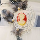 Vintage Cameo Sash with Pearls and Book paper