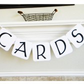 White Wedding Cards Reception Decoration Banner Garland with Black Letters