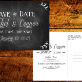 Vintage Chalkboard Save the Date Postcard