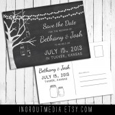Mason Jars and Strung Lights Save the Date