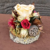 champagne and burgundy rose woodland cake topper