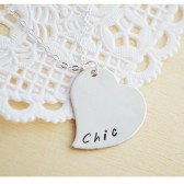 Silver Filled Heart Hand Stamped Necklace 