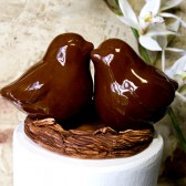 Chocolate Colored Love Bird Cake Topper
