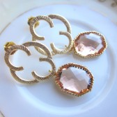 Champagne Blush Quatrefoil Earrings in Gold