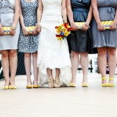Chevron Clutch, Bridesmaid Set, Yellow and Gray