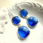 Cobalt Two Tier Earrings Silver