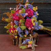 colorful dark pink peony bouquet and boutonniere set