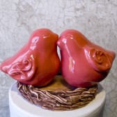 Coral Love Bird Cake Topper