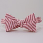Coral Seersucker Bow Tie