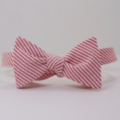 Coral Seersucker Bow Tie