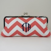 Monogrammed Coral Chevron Clutch