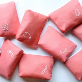 Personalized Cosmetic Bags, Monogrammed Embroidered, Coral