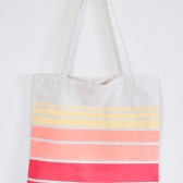 Coral Stripped Tote - Reusable Day Bag