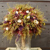 country wedding brides bouquet with sweet annie and rosebuds
