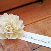 Cream Wooden Place Card Flowers