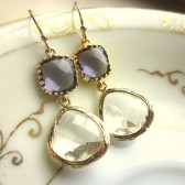 Crystal Amethyst Earrings Gold